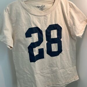 Brandy Melville Cream Short-Sleeve Tee with Navy '28' Print